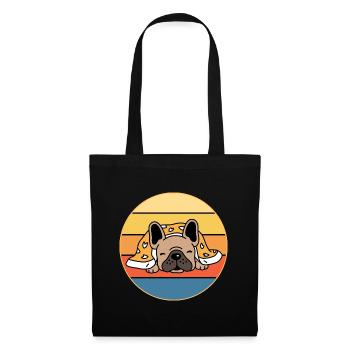 Français Bulldog Dog Breed Vintage Retro Sunset - Sac en tissu - noir - Devant