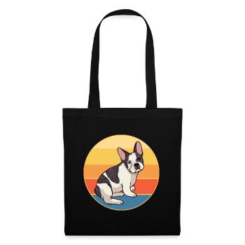 Französische Bulldogge Hunderasse Vintage Retro Sonnenuntergang - Stoffbeutel - Schwarz - Vorne
