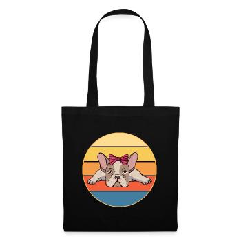 French Bulldog Dog Breed Vintage Retro Sunset - Tote Bag - black - Front