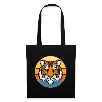 Tiger Big Cat Vintage Retro Sonnenuntergang - Stoffbeutel - Schwarz - Vorne