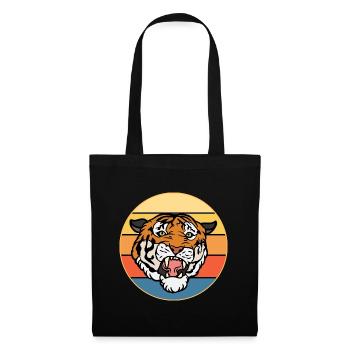 Tiger Big Cat Vintage Retro Sonnenuntergang - Stoffbeutel - Schwarz - Vorne