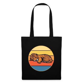 Tiger Big Cat Vintage Retro Sonnenuntergang - Stoffbeutel - Schwarz - Vorne