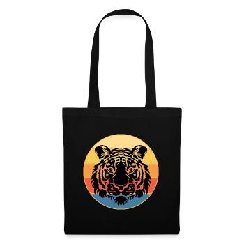 Tiger Big Cat Vintage Retro Sonnenuntergang - Stoffbeutel - Schwarz - Vorne