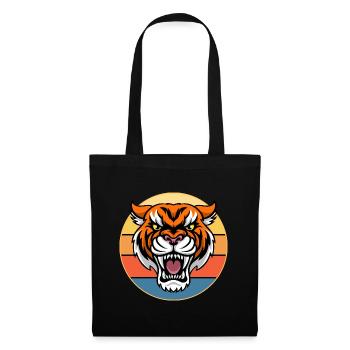 Tiger Big Cat Vintage Retro Sonnenuntergang - Stoffbeutel - Schwarz - Vorne