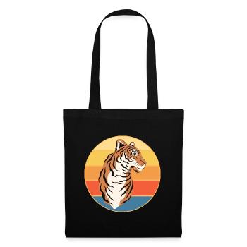 Tiger Big Cat Vintage Retro Sonnenuntergang - Stoffbeutel - Schwarz - Vorne