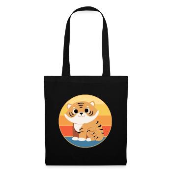 Tiger Big Cat Vintage Retro Sonnenuntergang - Stoffbeutel - Schwarz - Vorne