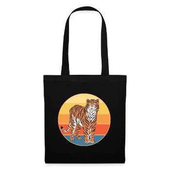 Tiger Big Cat Vintage Retro Sonnenuntergang - Stoffbeutel - Schwarz - Vorne