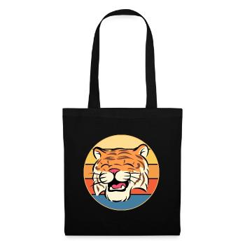 Tiger Big Cat Vintage Retro Sonnenuntergang - Stoffbeutel - Schwarz - Vorne