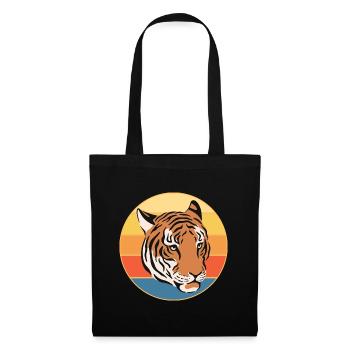 Tiger Big Cat Vintage Retro Sonnenuntergang - Stoffbeutel - Schwarz - Vorne
