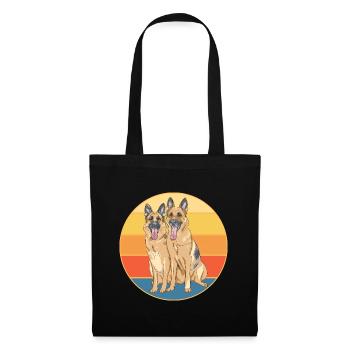 Berger Allemand Race Vintage Rétro Coucher de Soleil - Sac en tissu - noir - Devant