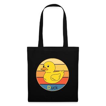 Niedliche Ente Vintage Retro Sonnenuntergang Tierliebhaber Design - Stoffbeutel - Schwarz - Vorne