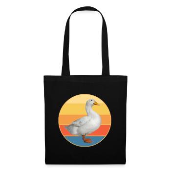 Niedliche Ente Vintage Retro Sonnenuntergang Tierliebhaber Design - Stoffbeutel - Schwarz - Vorne