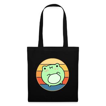 Süßer Frosch Vintage Retro Sonnenuntergang Tierliebhaber - Stoffbeutel - Schwarz - Vorne