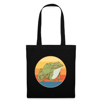 Niedlicher Frosch Vintage Retro Sonnenuntergang Tierliebhaber - Stoffbeutel - Schwarz - Vorne