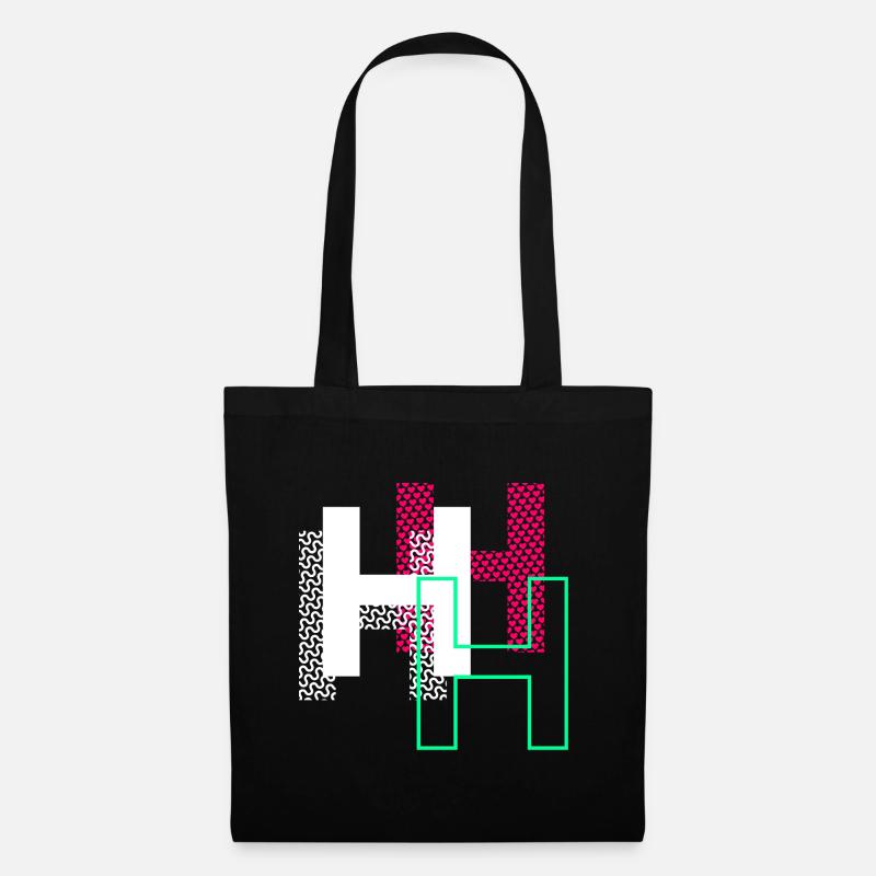 Buchstabe H - Design Geschenk - Stoffbeutel - Schwarz