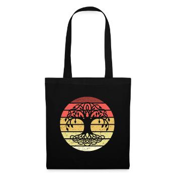 Tree Of Life Retro Style Vintage - Stoffbeutel - Schwarz - Vorne