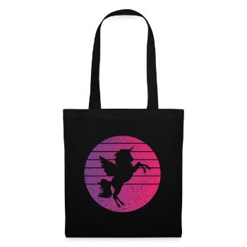 Einhorn Retro Style Vintage - Stoffbeutel - Schwarz - Vorne