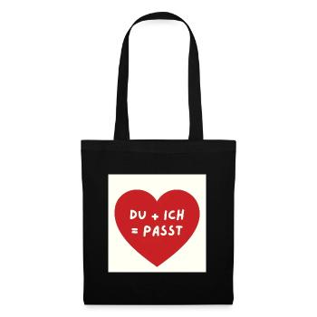 Du & Ich Herz passt - Stoffbeutel - Schwarz - Vorne