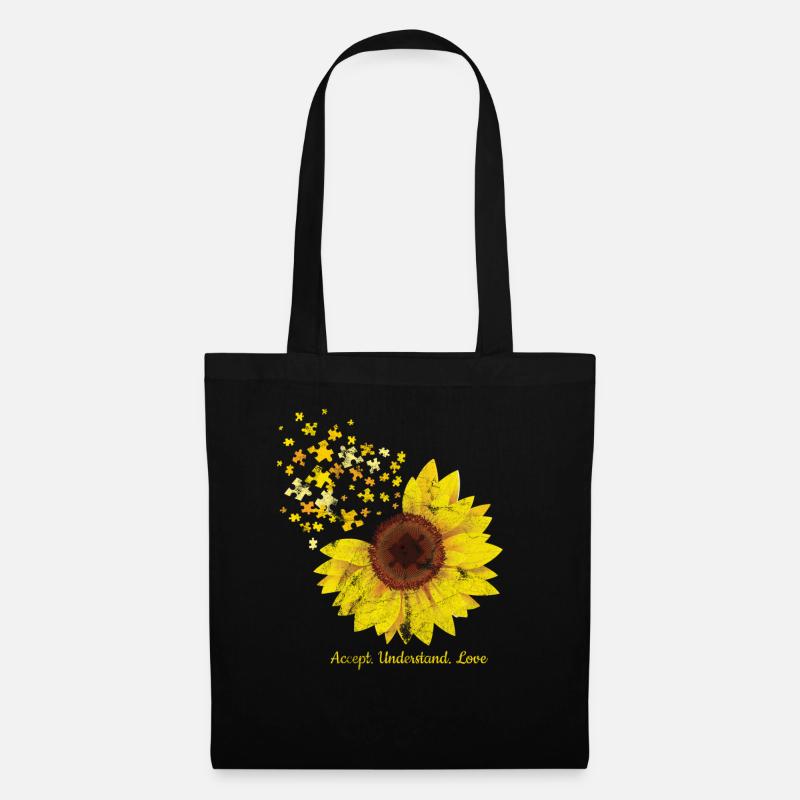 Autismus-Sonnenblume-Autismus-Geschenk - Stoffbeutel - Schwarz
