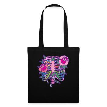 Pastel Goth Aesthetic Anime Rib Cage Flowers - Tote Bag - black - Front