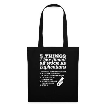 Euphonium 5 choses que j'aime Liste Blague - Sac en tissu - noir - Devant