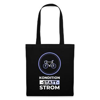 Kondition statt Strom witziges Fahrradmotiv - Stoffbeutel - Schwarz - Vorne