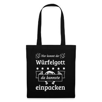 Hier kommt der Würfelgott Glücksmotiv für Spieler - Stoffbeutel - Schwarz - Vorne