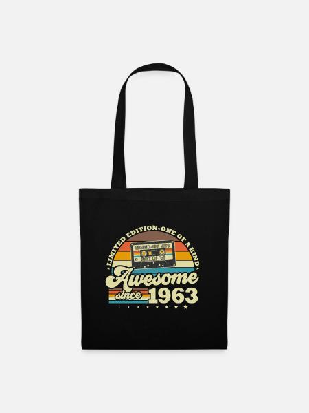 1963 Jahrgang Vintage Retro Geburtstag Geschenk - Stoffbeutel - Schwarz