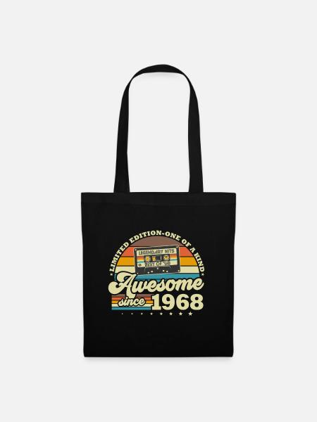 1968 Jahrgang Vintage Retro Geburtstag Geschenk - Stoffbeutel - Schwarz