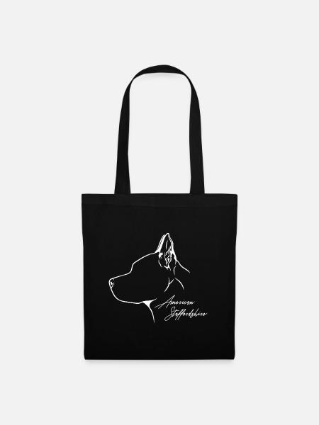 American Staffordshire Profil Hunde Hund Wilsigns - Stoffbeutel - Schwarz