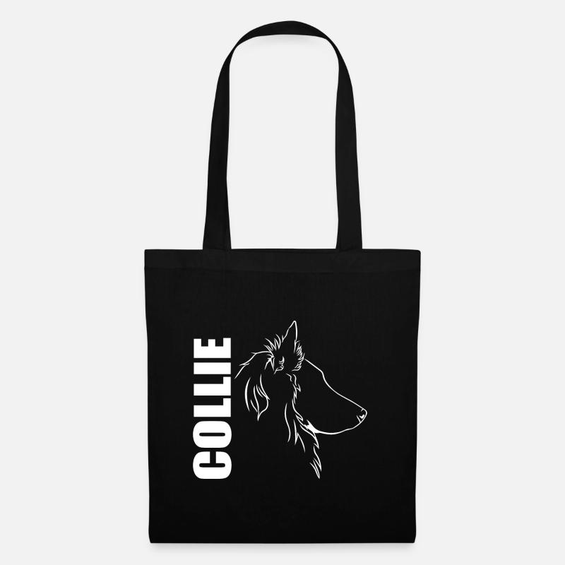 Langhaar Collie Profil Hunde Hund Wilsigns - Stoffbeutel - Schwarz