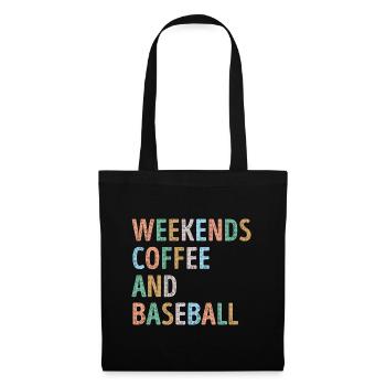 Wochenenden Kaffee und Baseball Mama - Stoffbeutel - Schwarz - Vorne