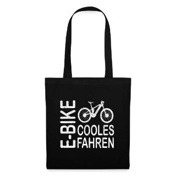 Ohne Akku E-Bike Fahrer Fahrrad Biker Cool Fahren - Stoffbeutel - Schwarz - Vorne