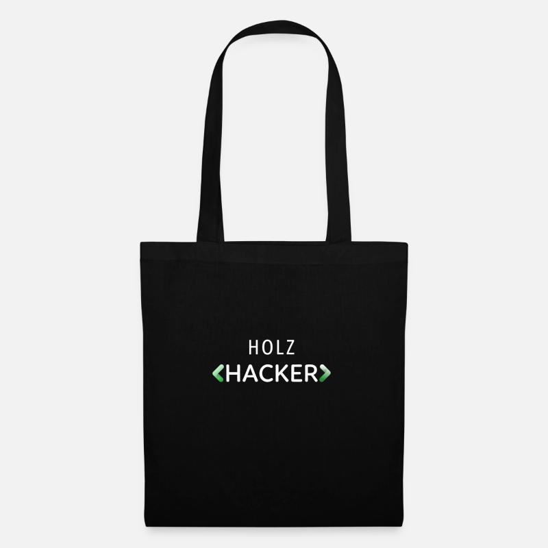 Lustiges Holz Hacker Computer Geek Geschenk Shirt - Stoffbeutel - Schwarz