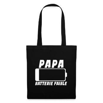 Papa Batterie Faible - Cadeau Humour - Sac en tissu - noir - Devant