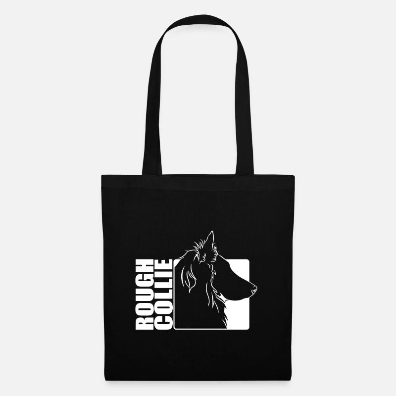Rough Collie Profil Hunde Hund Wilsigns - Stoffbeutel - Schwarz