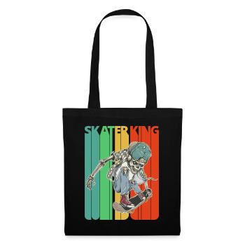 Vintage Skater King.Hipster Skeleton.Skateboarding - Sac en tissu - noir - Devant