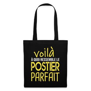 voilà postier parfait cadeau humour facteur - Sac en tissu - noir - Devant