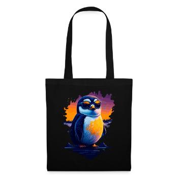 Pingouin mignon - Sac en tissu - noir - Devant