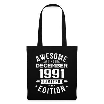 Cadeau d’anniversaire né en décembre 1991 - Sac en tissu - noir - Devant
