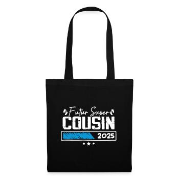 Futur super cousin 2025 Cadeau - Sac en tissu - noir - Devant