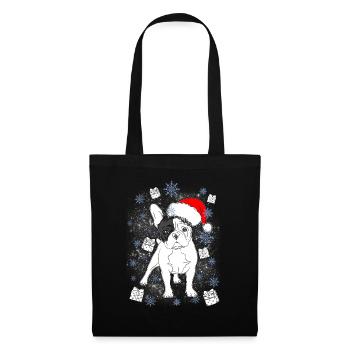 Cadeau de Noël de Santa bouledogue Français - Sac en tissu - noir - Devant
