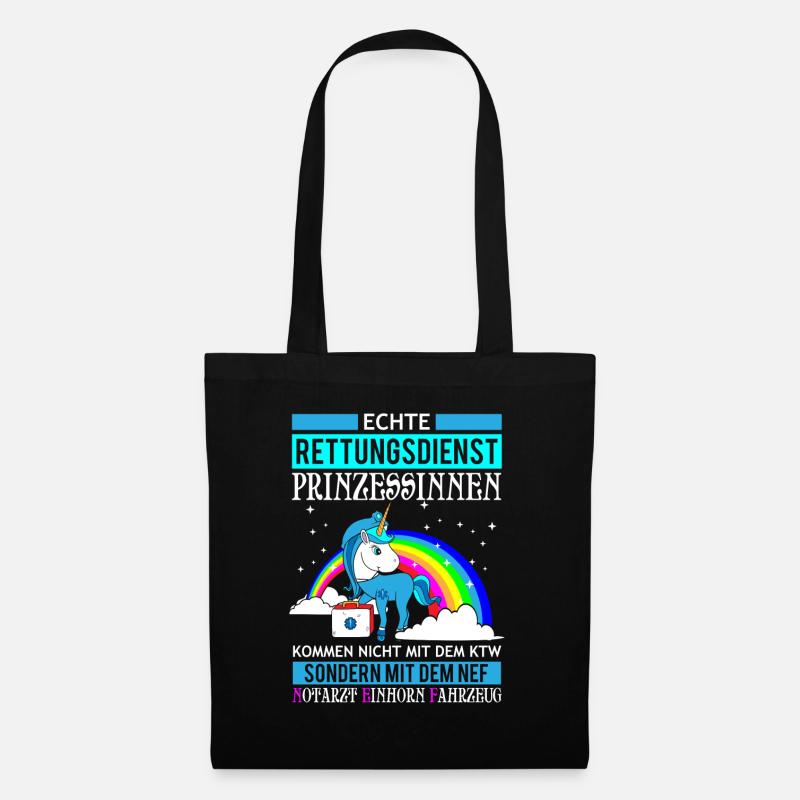 Rettungsdienst Prinzessin Einhorn Geschenk - Stoffbeutel - Schwarz