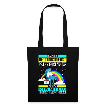 Cadeau de sauvetage princesse Licorne - Sac en tissu - noir - Devant