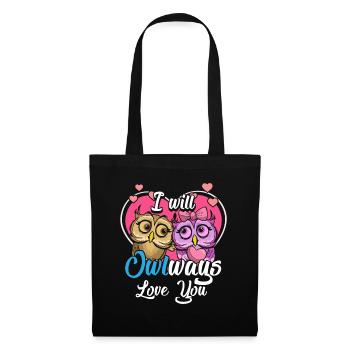OWL heart I will Owlways always love you gift - Tote Bag - black - Front