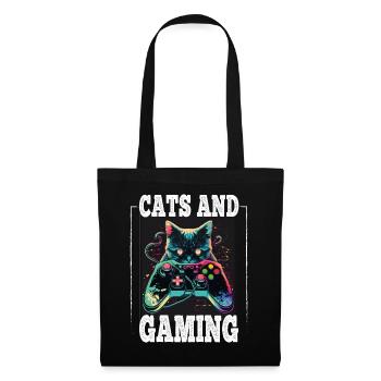 Cats and Gaming Cat Kitten Controller Gaming - Tote Bag - black - Front