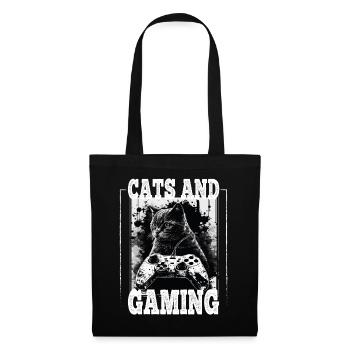 Cats and Gaming Cat Kitten Controller Gaming - Tote Bag - black - Front