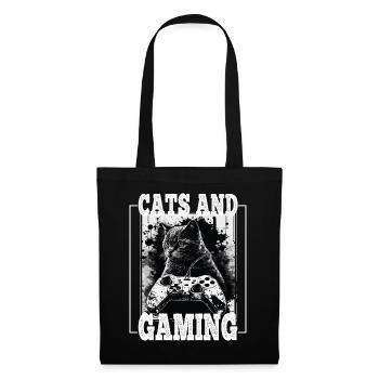 Cats and Gaming Cat Kitten Controller Gaming - Tote Bag - black - Front