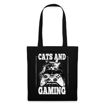 Cats and Gaming Cat Kitten Controller Gaming - Tote Bag - black - Front
