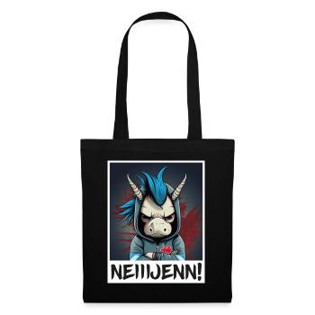 Nein! Einhorn Morgenmuffel Sarkasmus Kollege - Stoffbeutel - Schwarz - Vorne